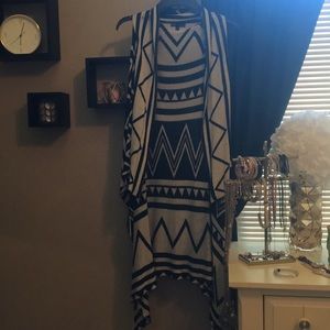 Aztec-Print Sleveless "Cardigan"